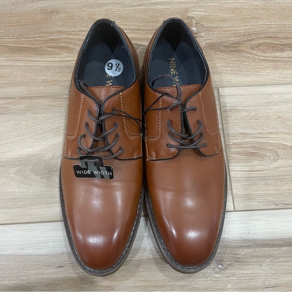 Brand New Nine West Mens Brown Dress Shoes Size 9 1/2 Wide Width